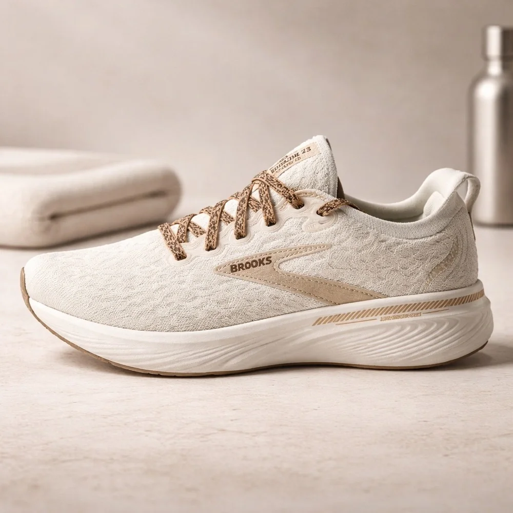 Brand New In Box Brooks Adrenaline GTS 25 Womens Size 7 Cream and Tan Accents - Picture 1 of 15